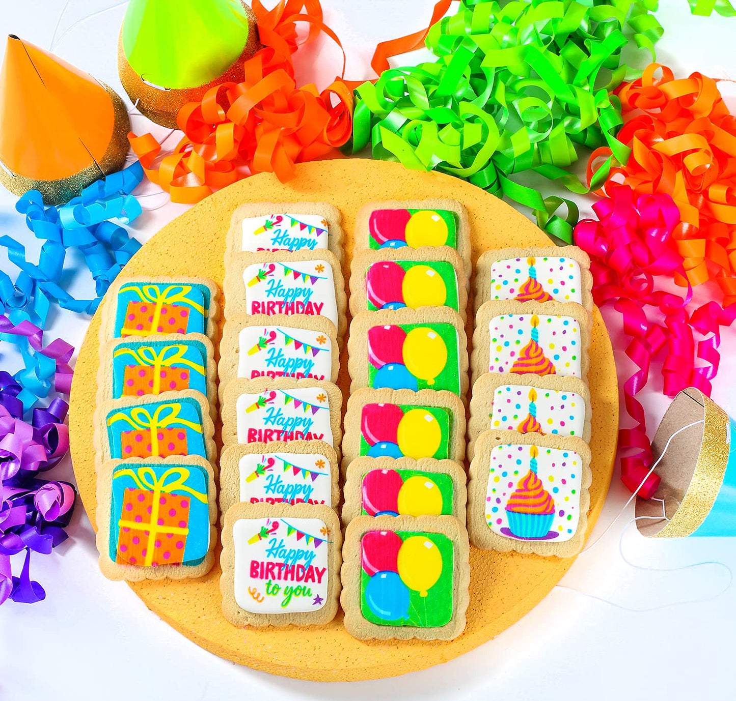 Happy Birthday Cookies 12 Pack Gift Basket | Individually Wrapped For Kids Men Women | Decorated Party Favors Gift Box | Nut Free
