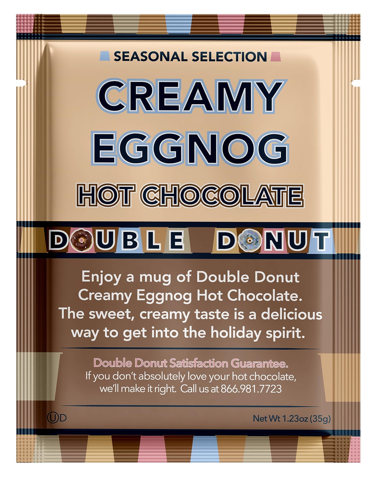 Double Donut Coffee Eggnog Hot Chocolate Mix Packets, 18 Count