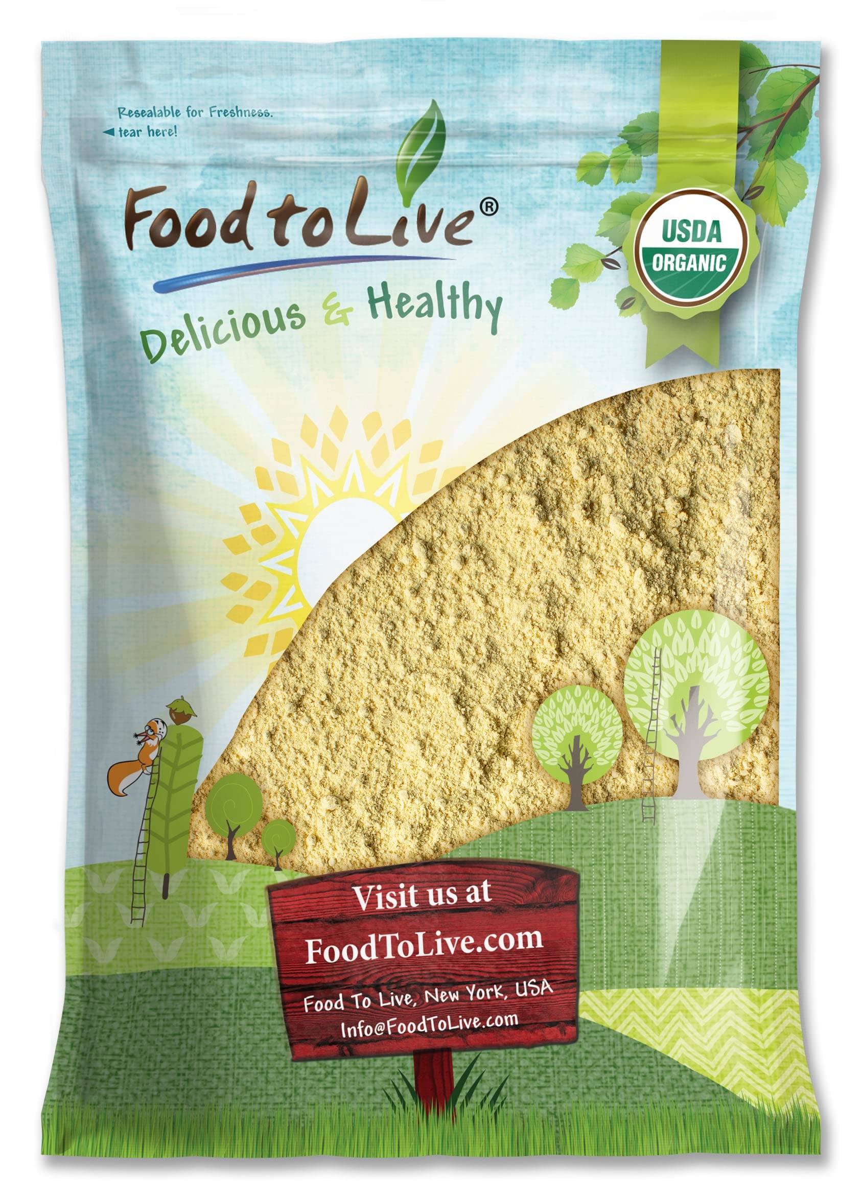 Food to Live Organic Garbanzo Bean Flour, 8 Pounds - Non-GMO Chickpea Flour, Stone Ground, Kosher, Vegan, Bulk, High in Protein 