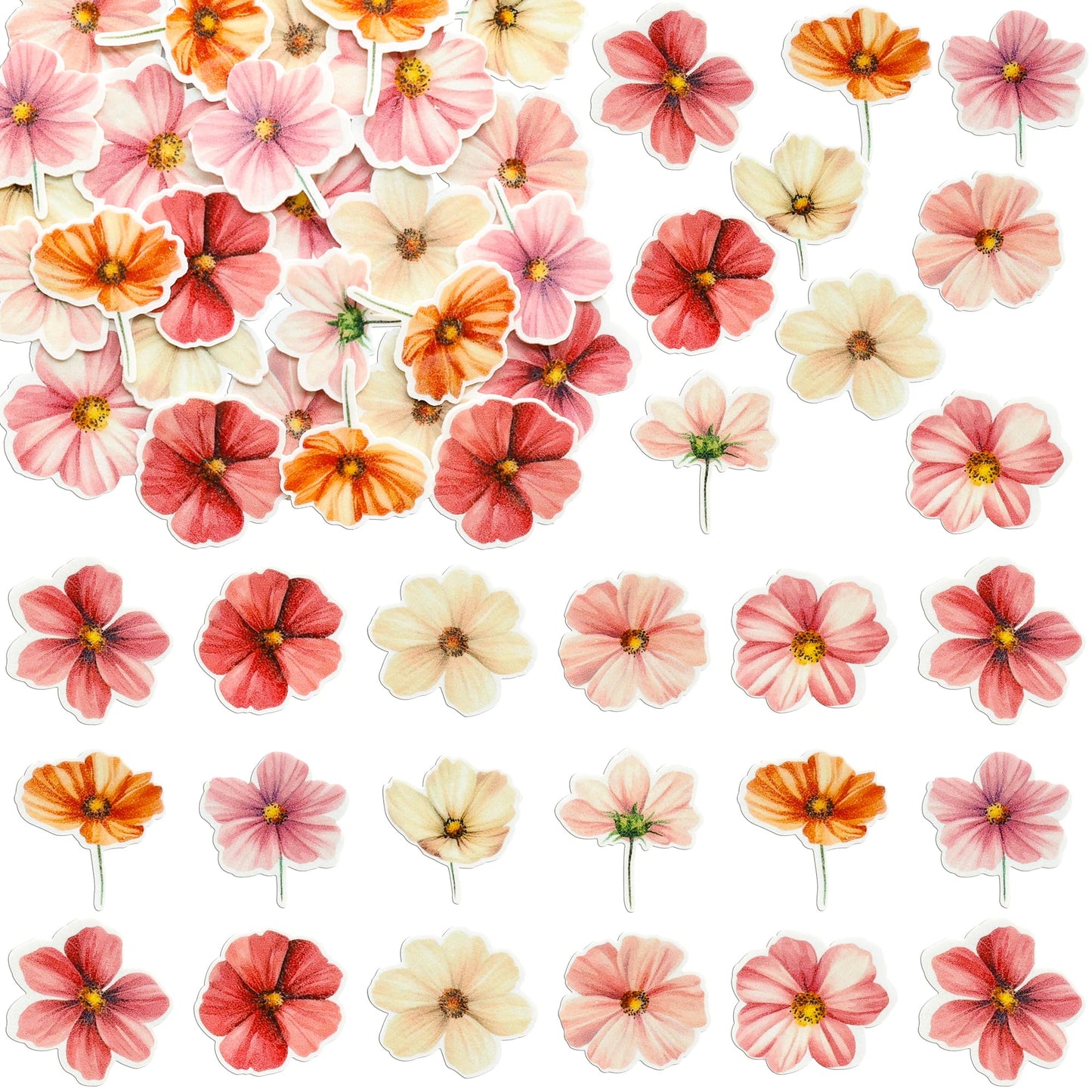 Ephlyn Edible Flower Cupcake Toppers, 50 Pcs Wafer Paper, 1.8 cm, Rose Red, Party Decorations for Bridal, Baby Shower, Birthday, Anniversary