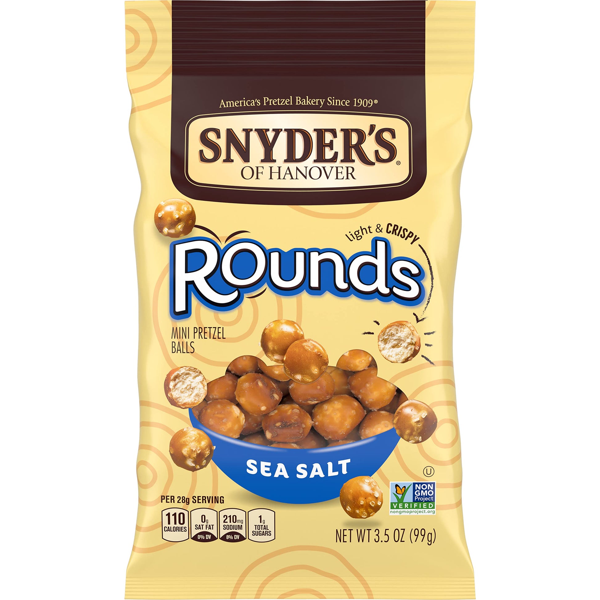 Snyders Of Hanover Pretzels, Rounds, Sea Salt, 35 Oz (Pack Of 8)