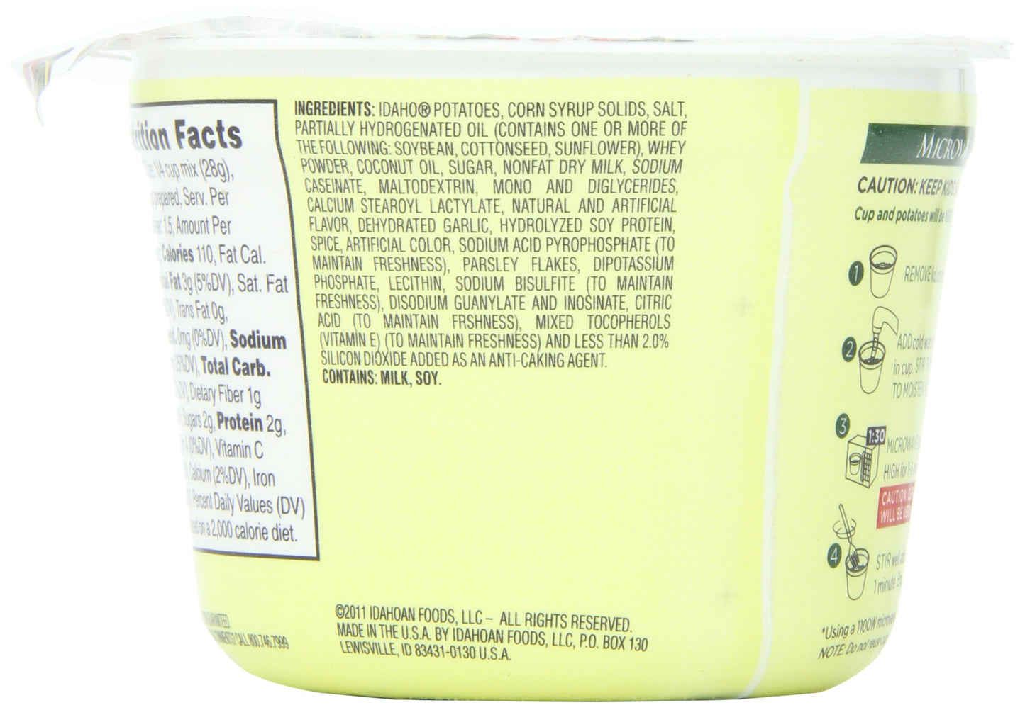 Idahoan Microwavable Roasted Garlic Mashed Potato Cup, 1.5 Oz (Pack Of 3)3