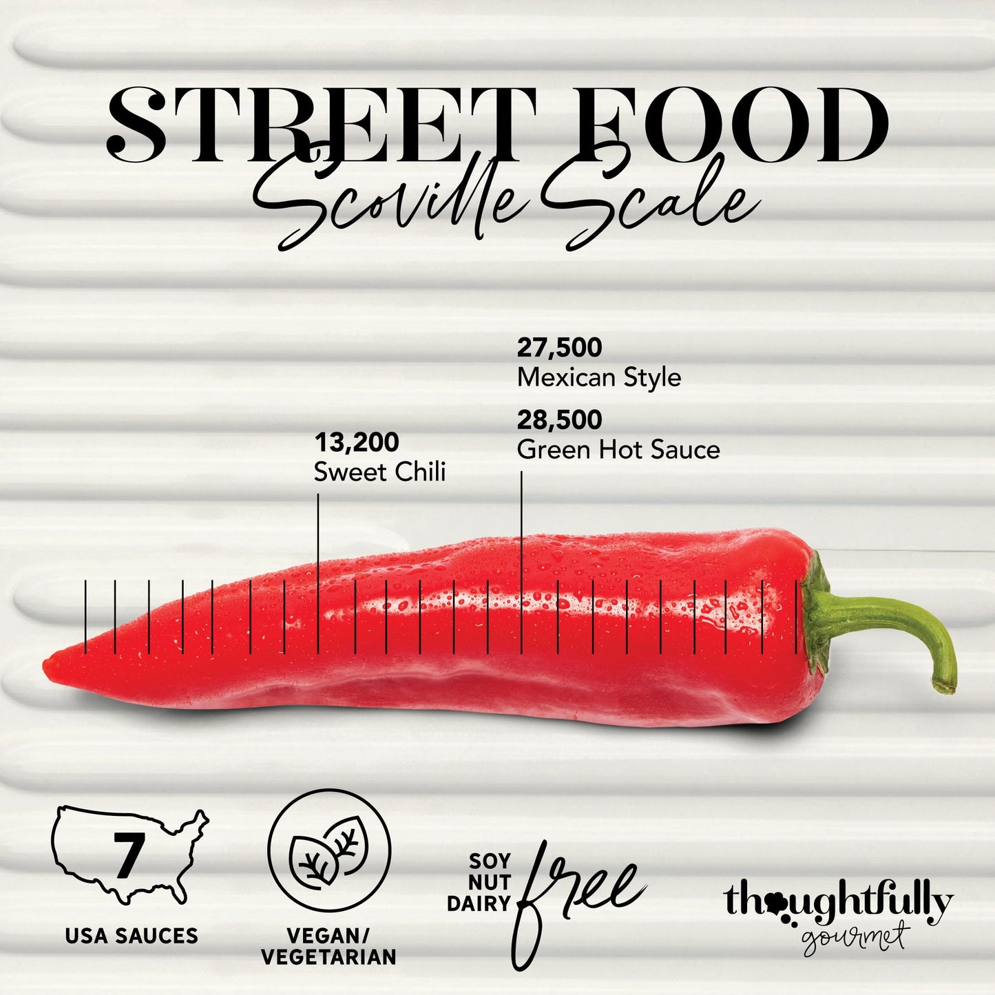Thoughtfully Gourmet Hot Sauce and BBQ Gift Set, Vegan, Set of 6, 45g