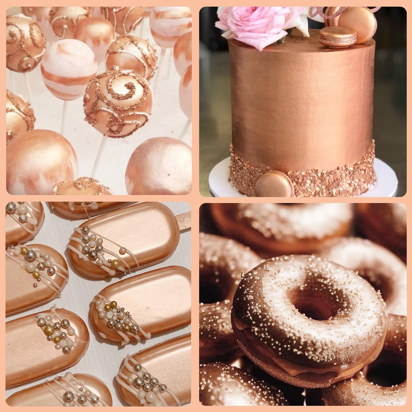 Vividye Edible Glitter Powder 30g - Rose Gold Luster Dust for Baking, Drinks, Cake Decoration