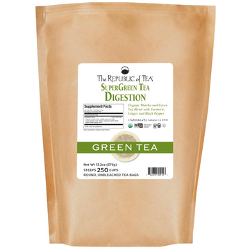 The Republic of Tea - Organic Digestion SuperGreen Tea Bulk Bag, 250 Tea Bags, Naturally Caffeinated Japanese Matcha and Green T