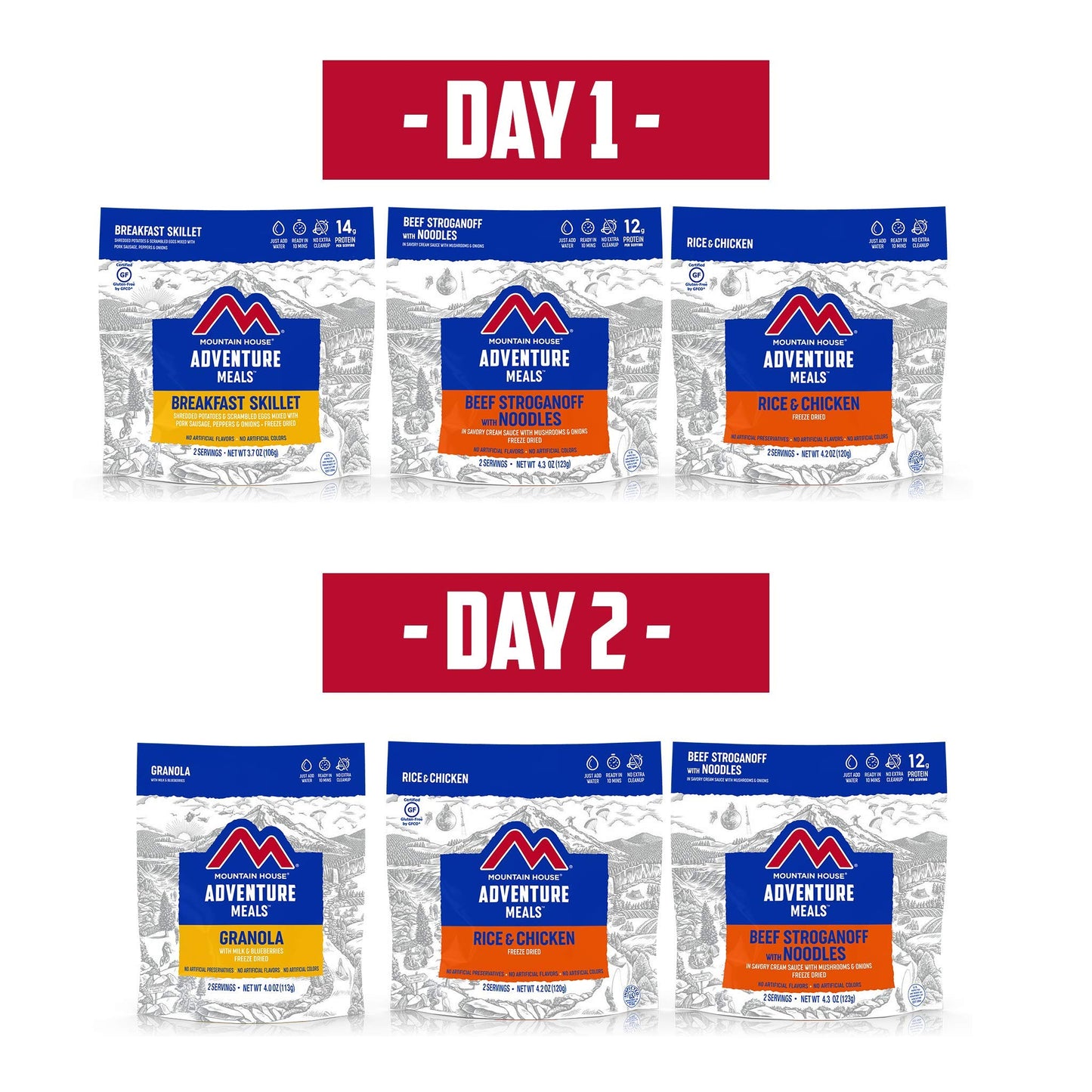 Mountain House Adventure Weekender Kit | Freeze Dried Camping & Backpacking Food | 12 Servings