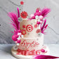 40 Pcs Hot Pink Girl Cake Toppers Ball Decoration Boho Bunny Tails Reed Grass For Wedding Birthday Baby Shower Party Supplies