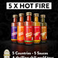 Timber Taste World Hot Sauce Gift Set [5X1.35 Oz] Hot Sauce Variety Pack - Spicy Condiment Set For Heat Lovers In Mini Bottles -
