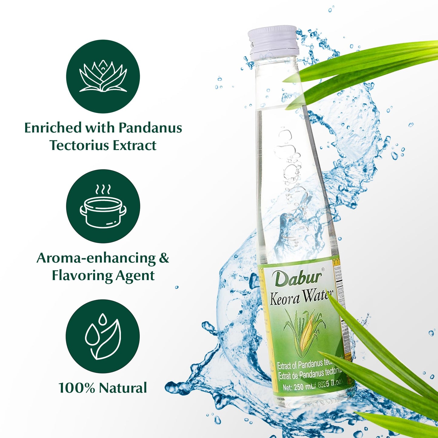 Dabur Kewra Water - Aroma & Flavoring Agent for Drinks & Desserts - 250ML Pack of 2