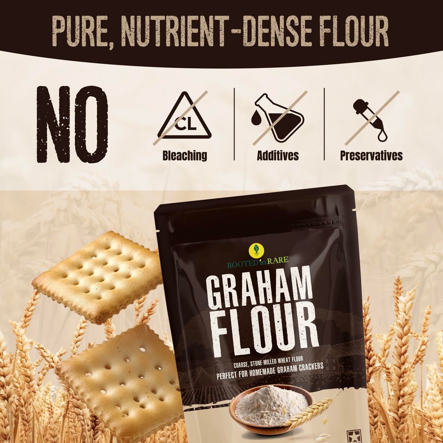 Graham Flour For Baking - 30 Ounce Bag - Product Of Usa - Stone Ground Whole Wheat Flour - Great For Homemade Graham Crackers Or