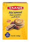 Tazah Maamoul Cookies Date Snack 100% Natural Date Filled Shortbread Date Cookies - 12 Count Individually Wrapped Mamoul
