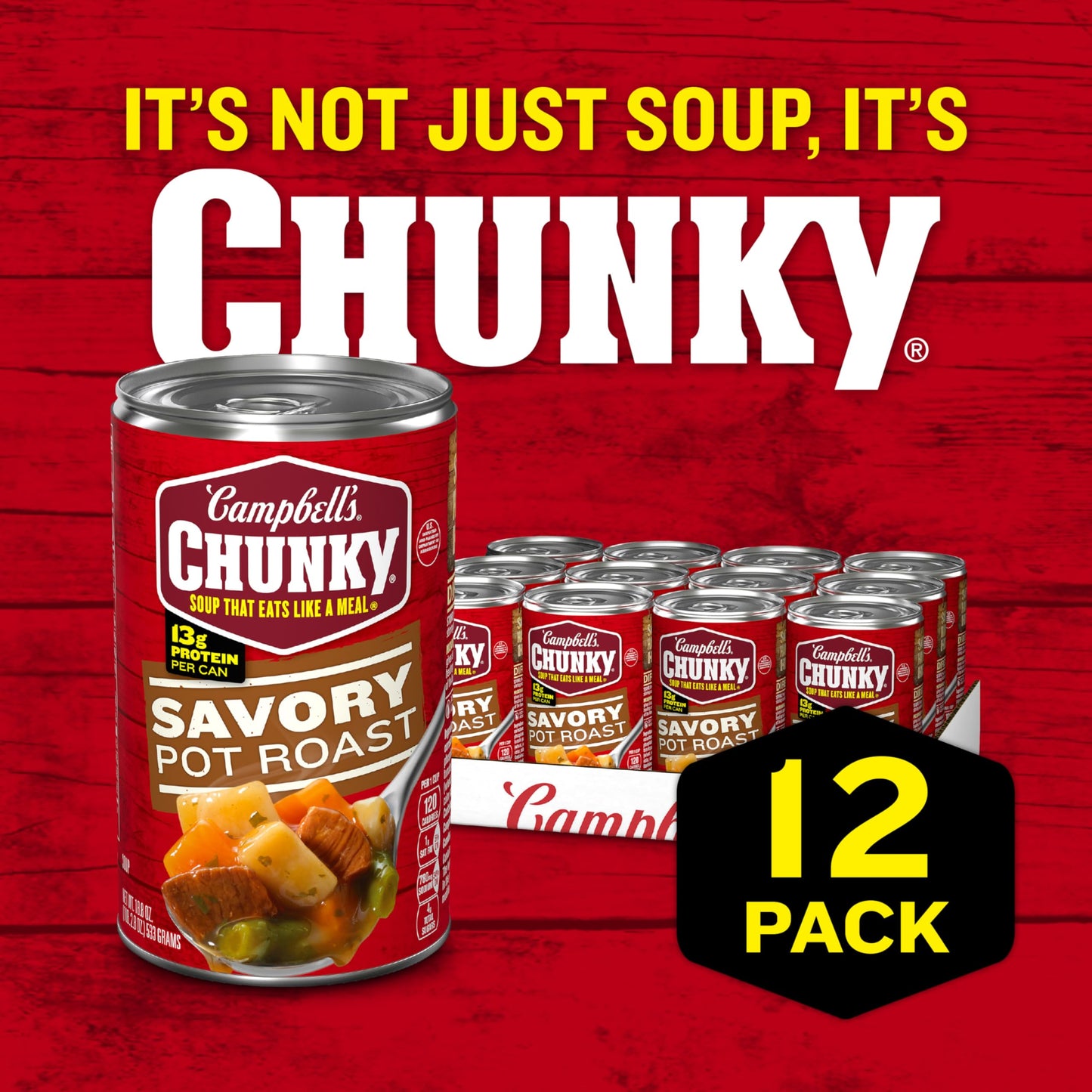 Campbells Chunky Soup, Savory Pot Roast Soup, 18.8 Oz Can (Pack Of 12)