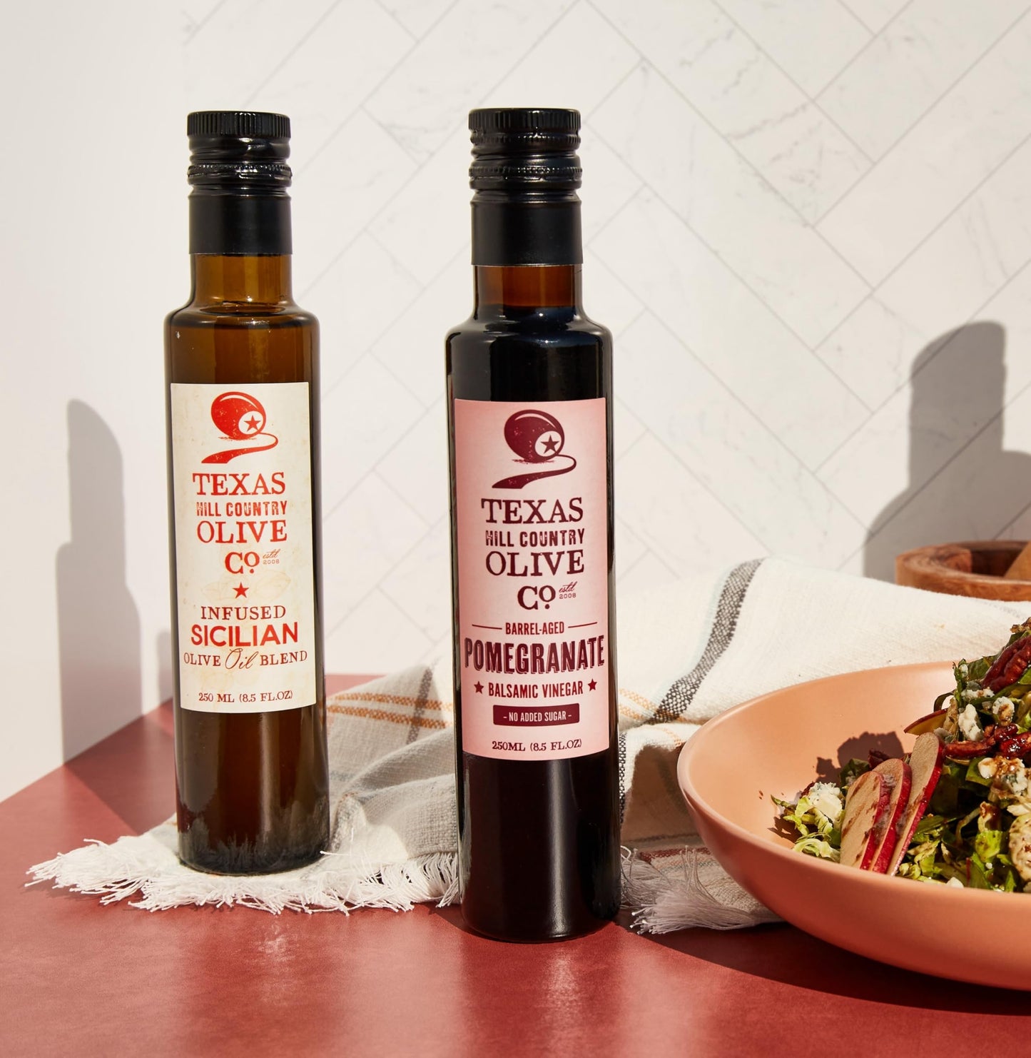 Texas Hill Country Olive Co Sicilian Infused Olive Oil - Cold Pressed Gourmet Evoo Olive Oil - Great For Dressing Dipping Marina