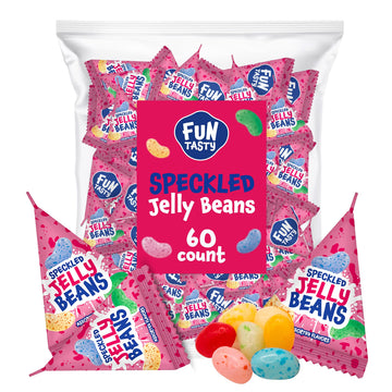 Funtasty Jelly Beans - 60 Count Pack (12 Ounces) - Individual Pouches - Assorted Fruit Flavors - Tiny Speckled Candy