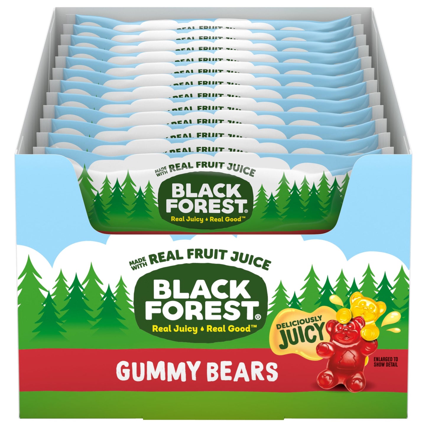 Black Forest Gummy Bears Candy, Made with Real Fruit Juice, 3oz Pouches, Pack of 12