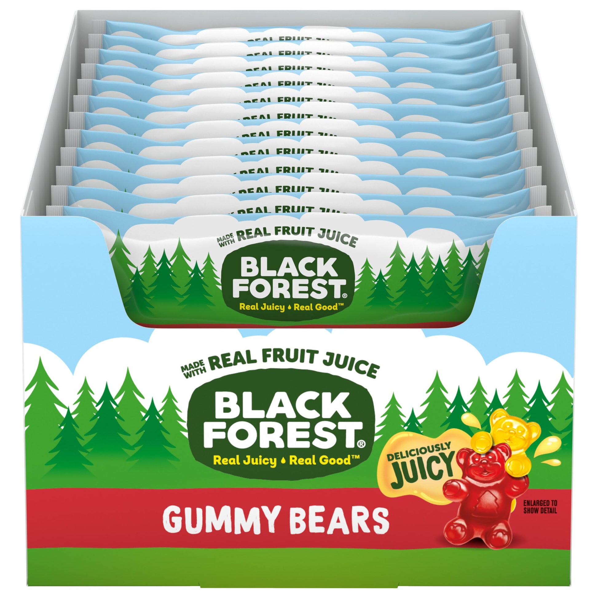 Black Forest Gummy Bears Candy, Made with Real Fruit Juice, 3oz Pouches, Pack of 12