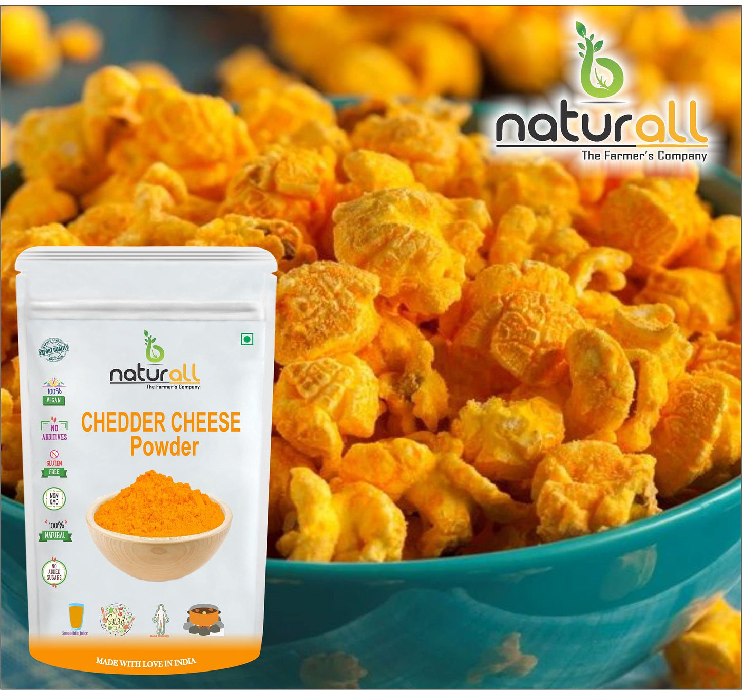 B Naturall Cheddar Cheese Powder | Cheese Powder For Popcorn - 100 Gm By B Naturall