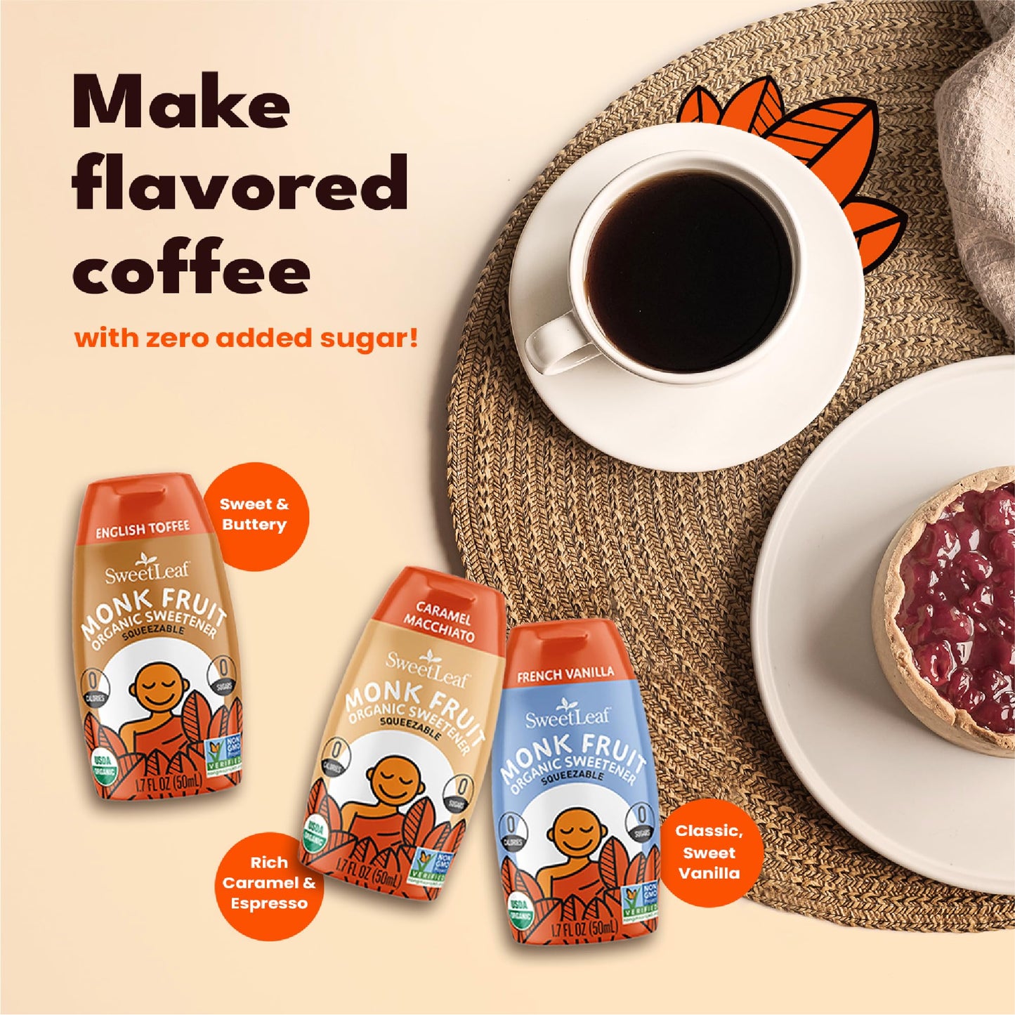 Sweetleaf English Toffee Liquid Monk Fruit - Monk Fruit Liquid Sweetener Drops, Organic Monk Fruit Extract, Zero Calorie Sweeten