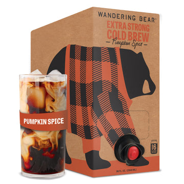Wandering Bear Pumpkin Spice Cold Brew Coffee On Tap, Iced Coffee, 96 Fl Oz - Extra Strong, Smooth, Unsweetened, Shelf-Stable, R