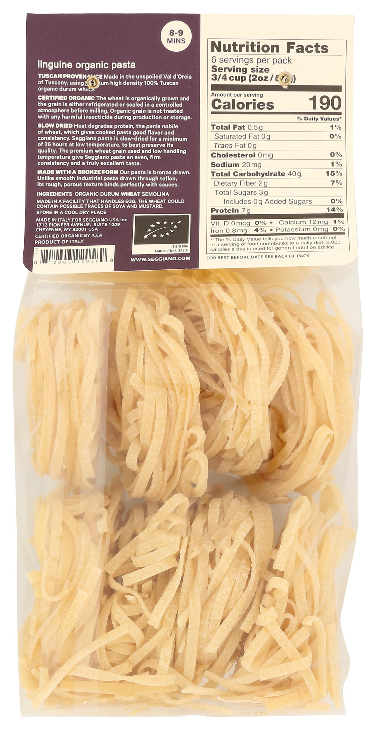 Seggiano Organic Linguine Pasta - Case of 8 - 13.2 OZ(D0102H755CU.)