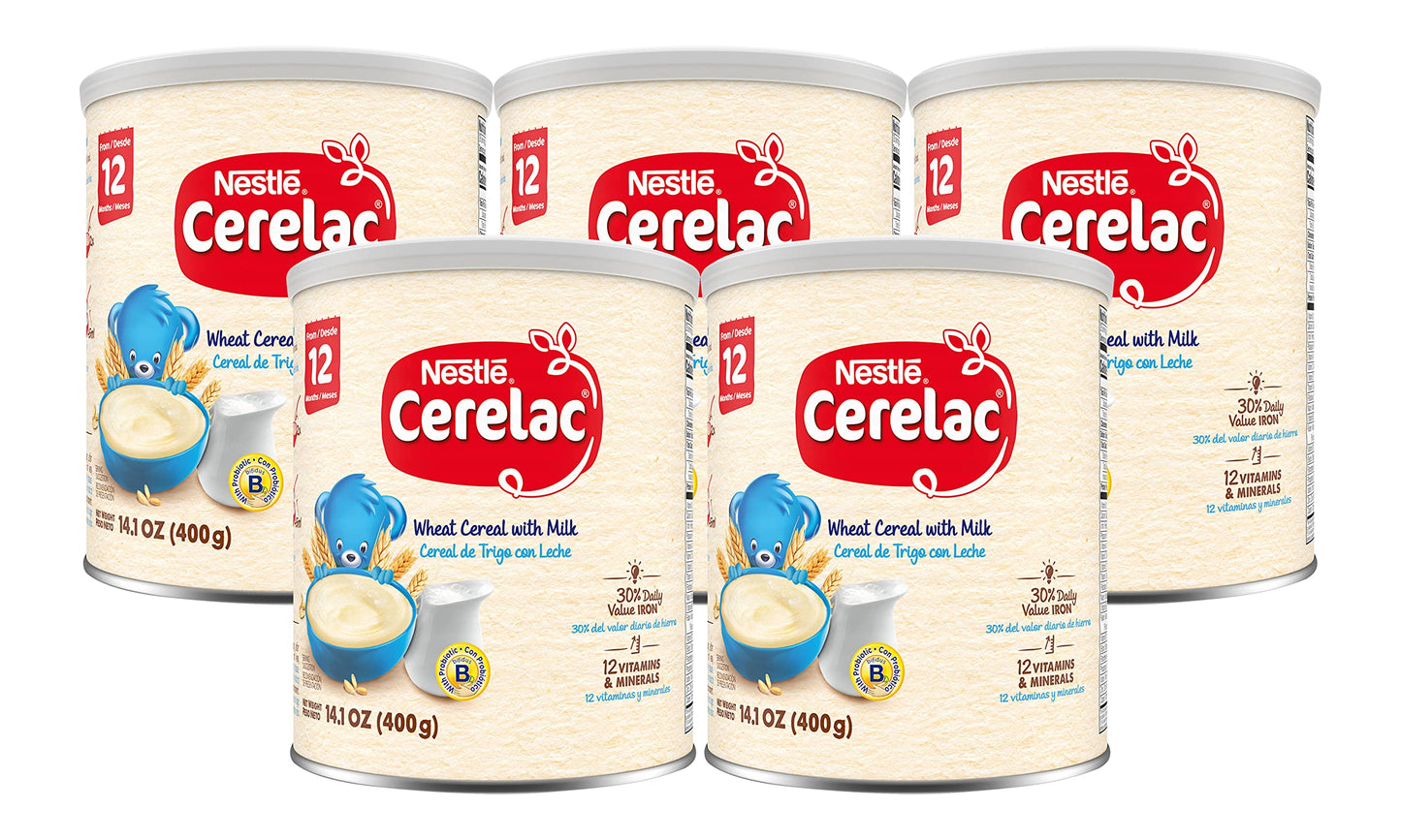 Nestle Cerelac Wheat Cereal With Milk, 14.1-Ounce Canister (Pack Of 5)