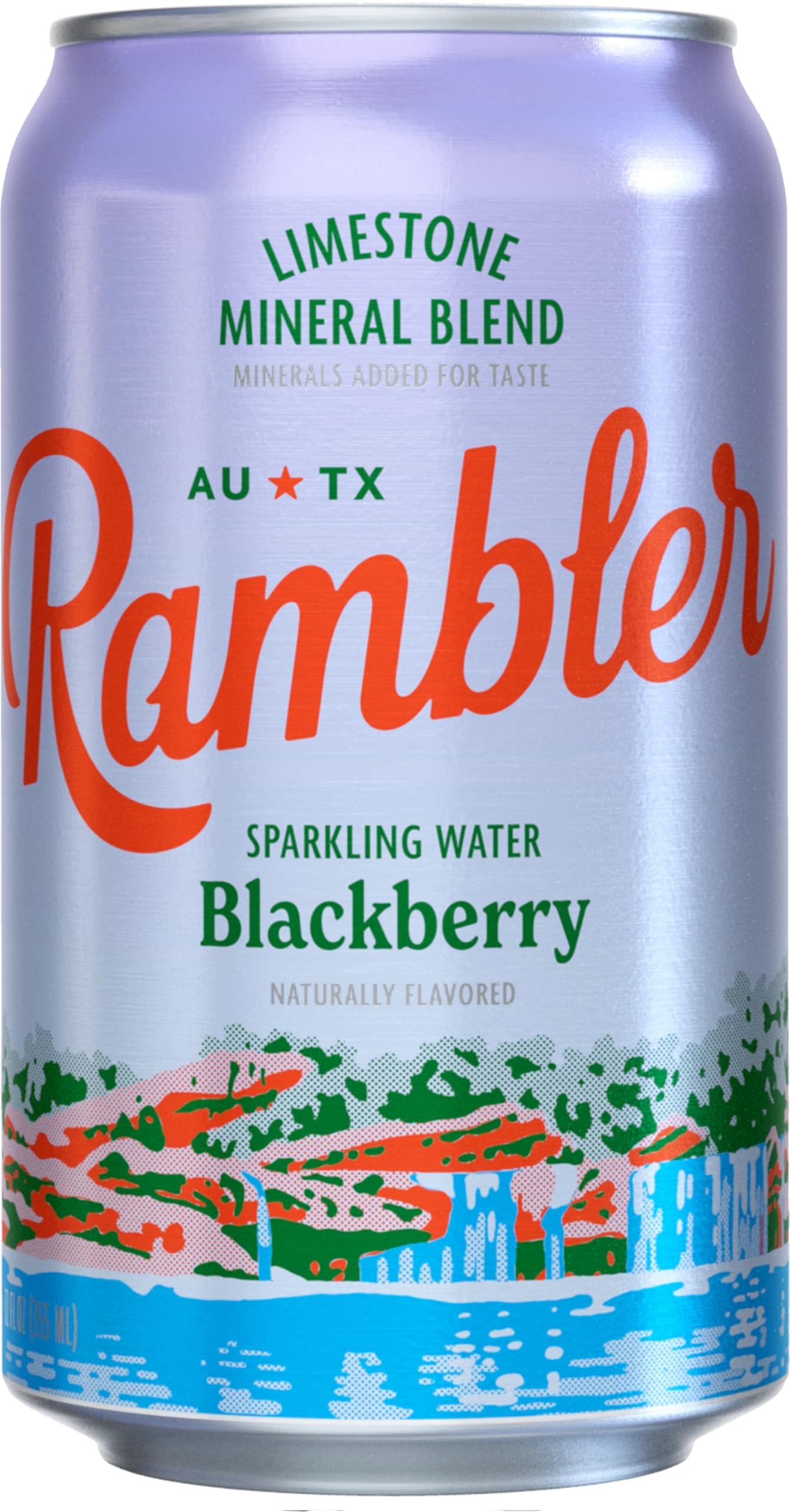 Autx Rambler Blackberry Sparkling Water, Limestone Mineral Blend, Three 8-Packs (24 Cans)