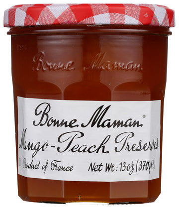 Bonne Maman Mango-Peach Preserves, 13 oz Glass Jars (Pack of 3) - Non-GMO, Made with Simple Ingredients