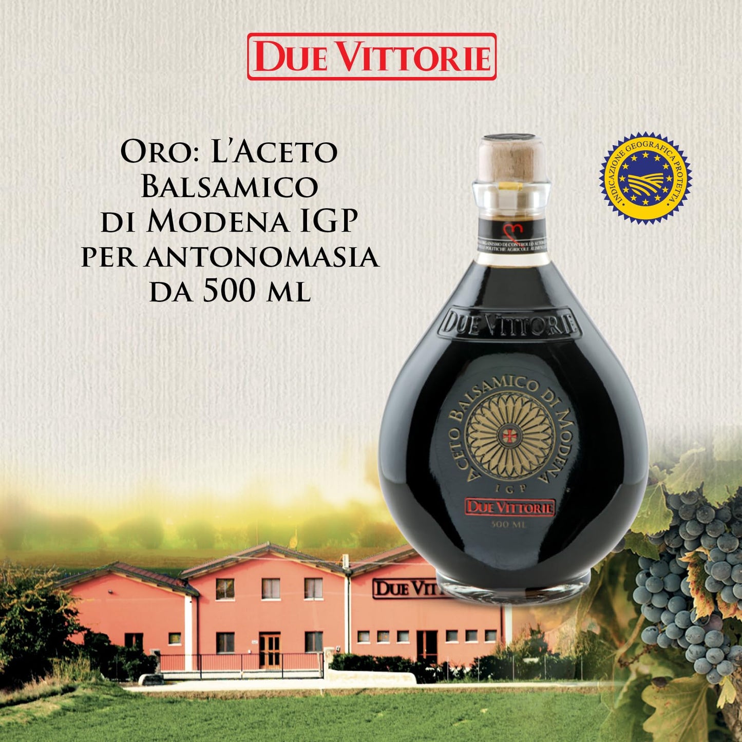 Due Vittorie Gold Balsamic Vinegar of Modena, 500ml, White-a03, Highest Score by The Consortium