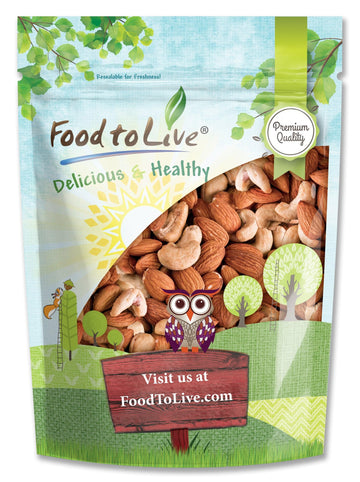 Food to Live - Dry Roasted Almonds and Cashews Mix, 1 Pound - Unsalted Oven Roasted Nuts, Protein Rich Trail Mix, Healthy Vegan 