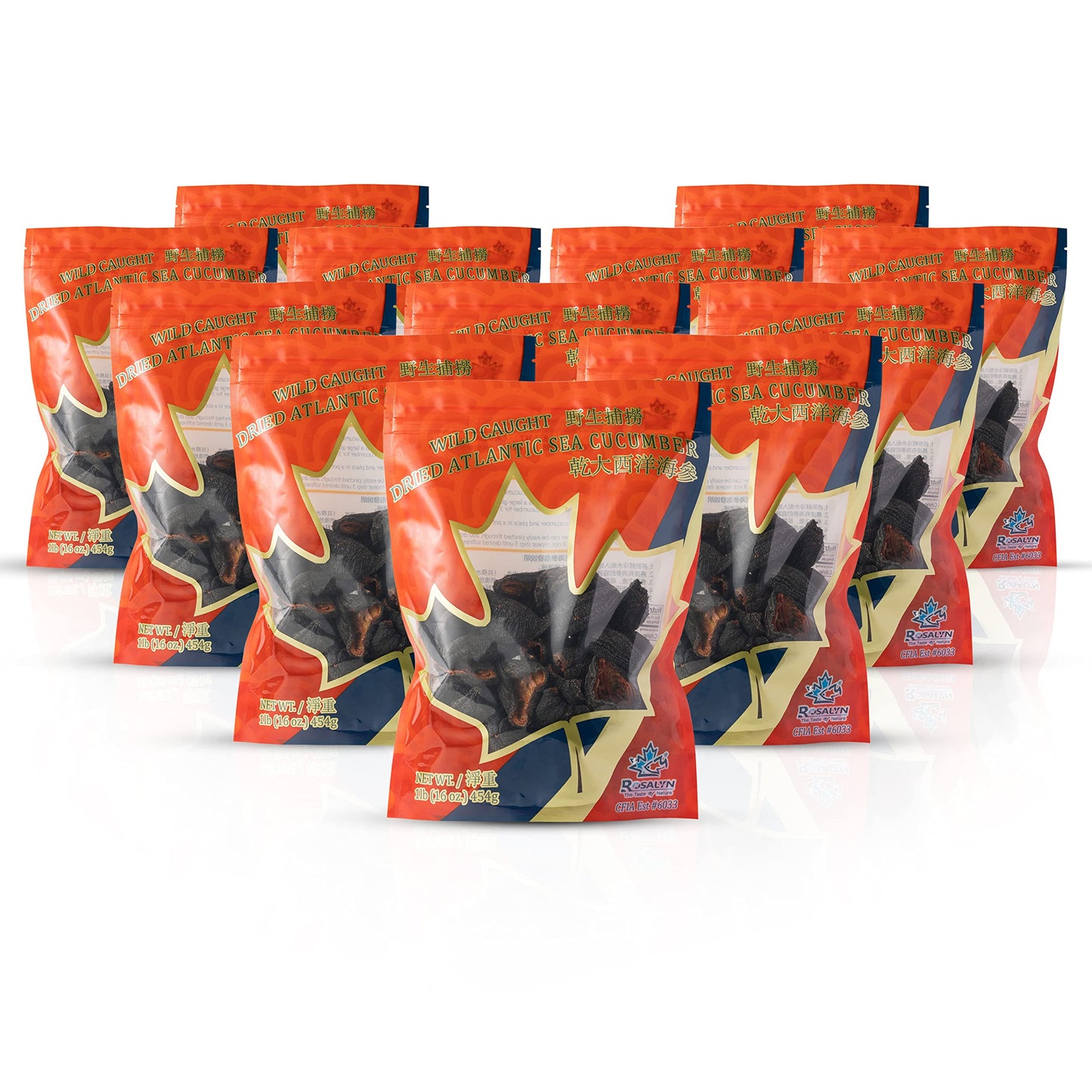 ROSALYN® Dried Sea Cucumber - Premium Atlantic Canada Wild Caught, Butterfly Cut, 454g (16 Ounce Pack of 12)