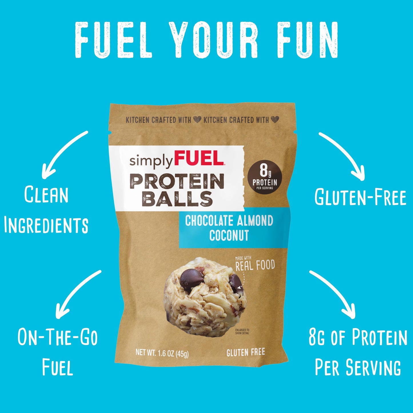simplyFUEL Whole Food Protein Balls with Probiotics - Chocolate Almond Coconut Snacks - Protein Snack - Gluten Free Energy Balls (24 Packs)