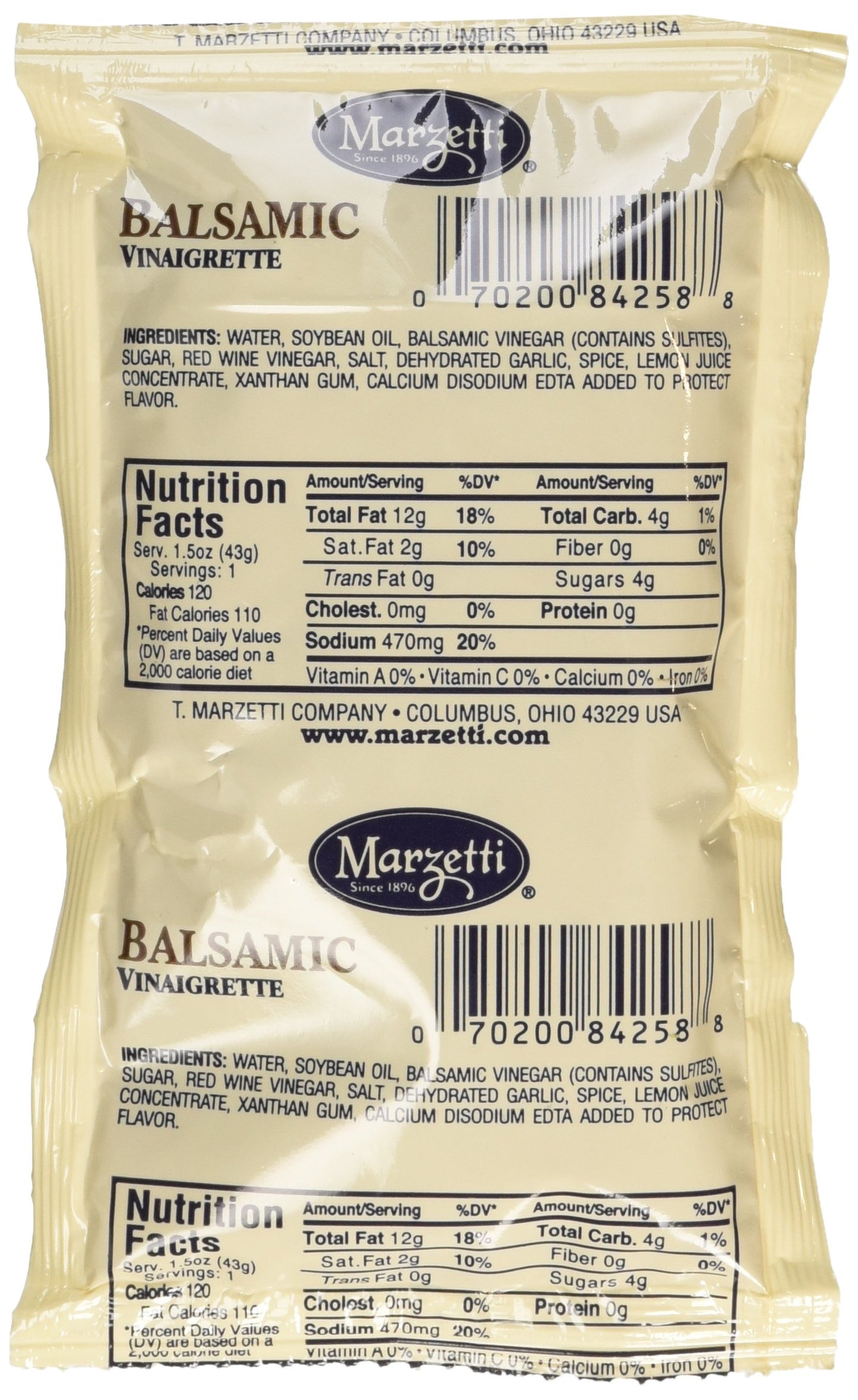 Marzetti Balsamic Vinaigrette Dressing, 1.5 Ounce, Pack of 60