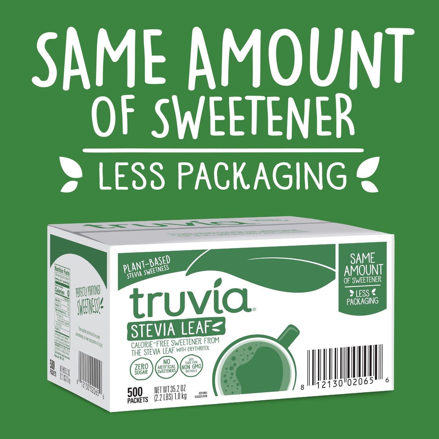 Truvia Original Calorie-Free Sweetener Packets, 35.25 oz Box, 500 Count, Stevia