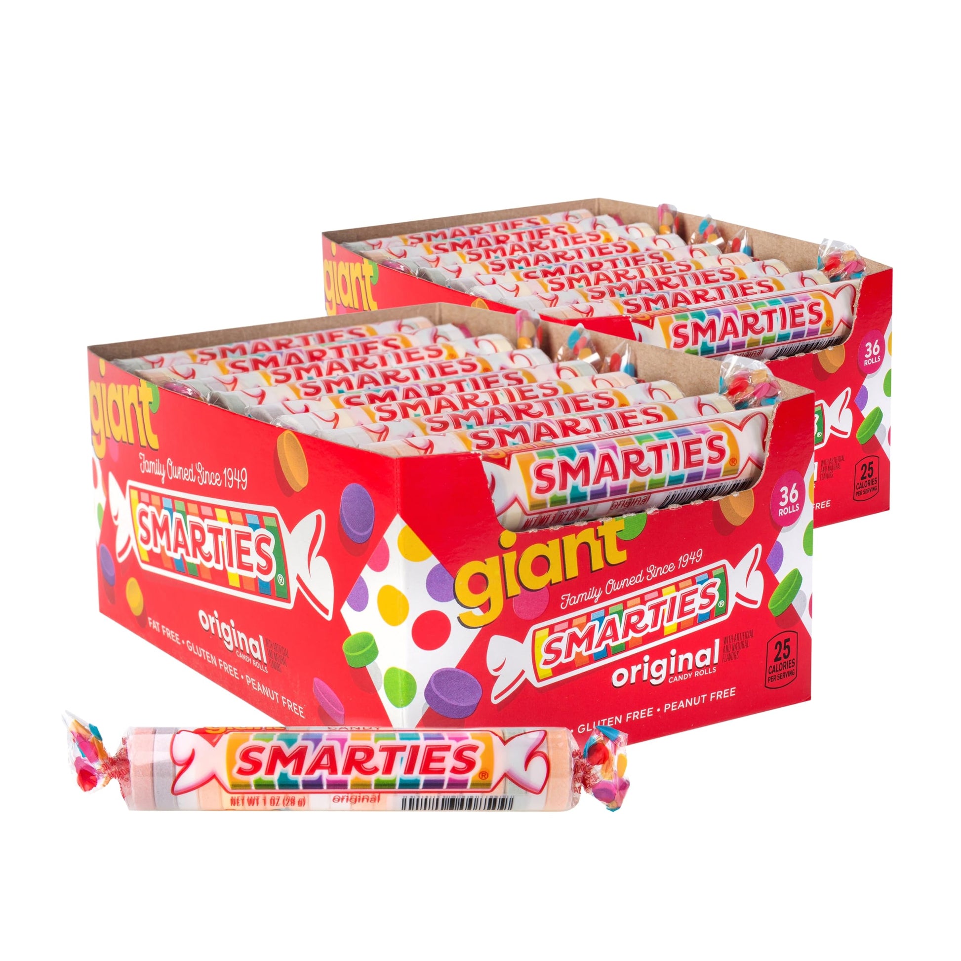 Smarties Candy Giant Rolls Original Flavor Bulk Gluten Free & Vegan Delight Sweetness from Family Owned Since 1949 Peanut Free D
