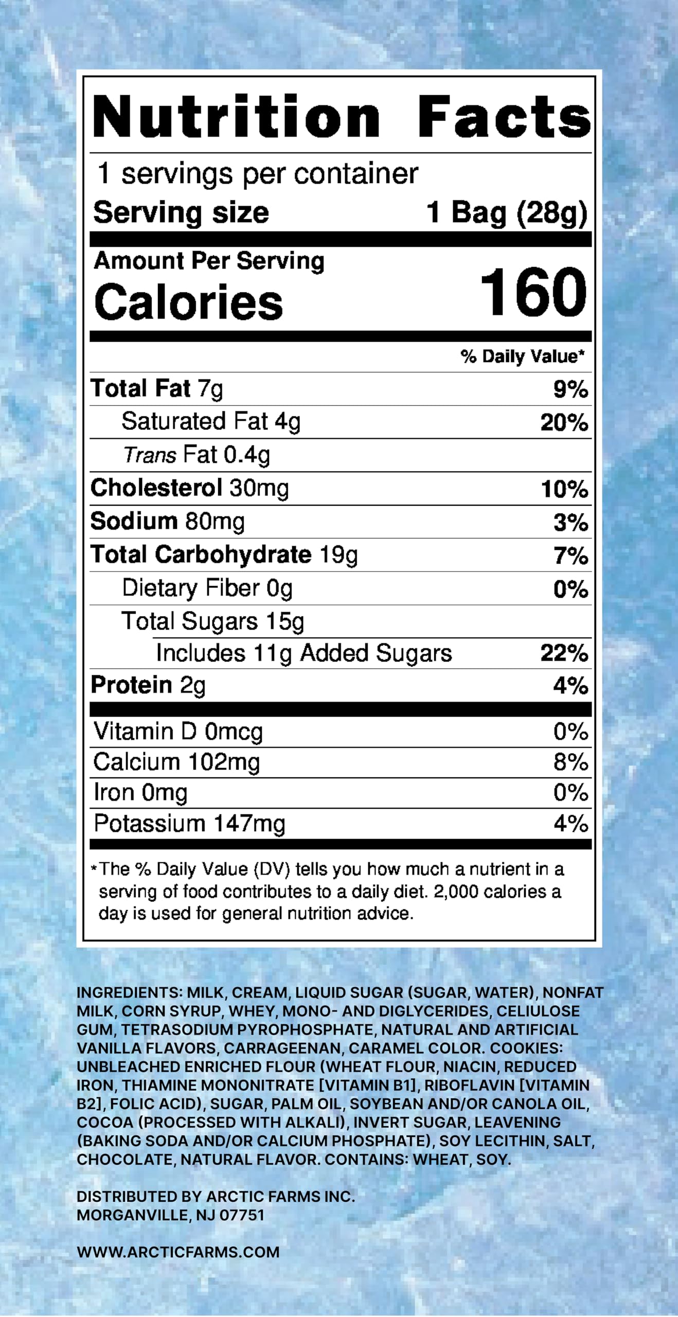 Arctic Farms Freeze Dried Ice Cream, Cookies & Cream Flavor, 1 Ounce