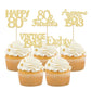 Gyufise 30Pcs Gold Glitter 80Th Birthday Cupcake Toppers Vintage 1943 Awesome Since 1943 Hello 80 Cake Topper Seventy 80 & Fabul