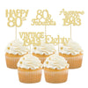 Gyufise 30Pcs Gold Glitter 80Th Birthday Cupcake Toppers Vintage 1943 Awesome Since 1943 Hello 80 Cake Topper Seventy 80 & Fabul