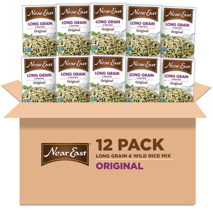 Near East Rice Pilaf Mix, Original & Wild Rice, 6oz Boxes (12 Pack)