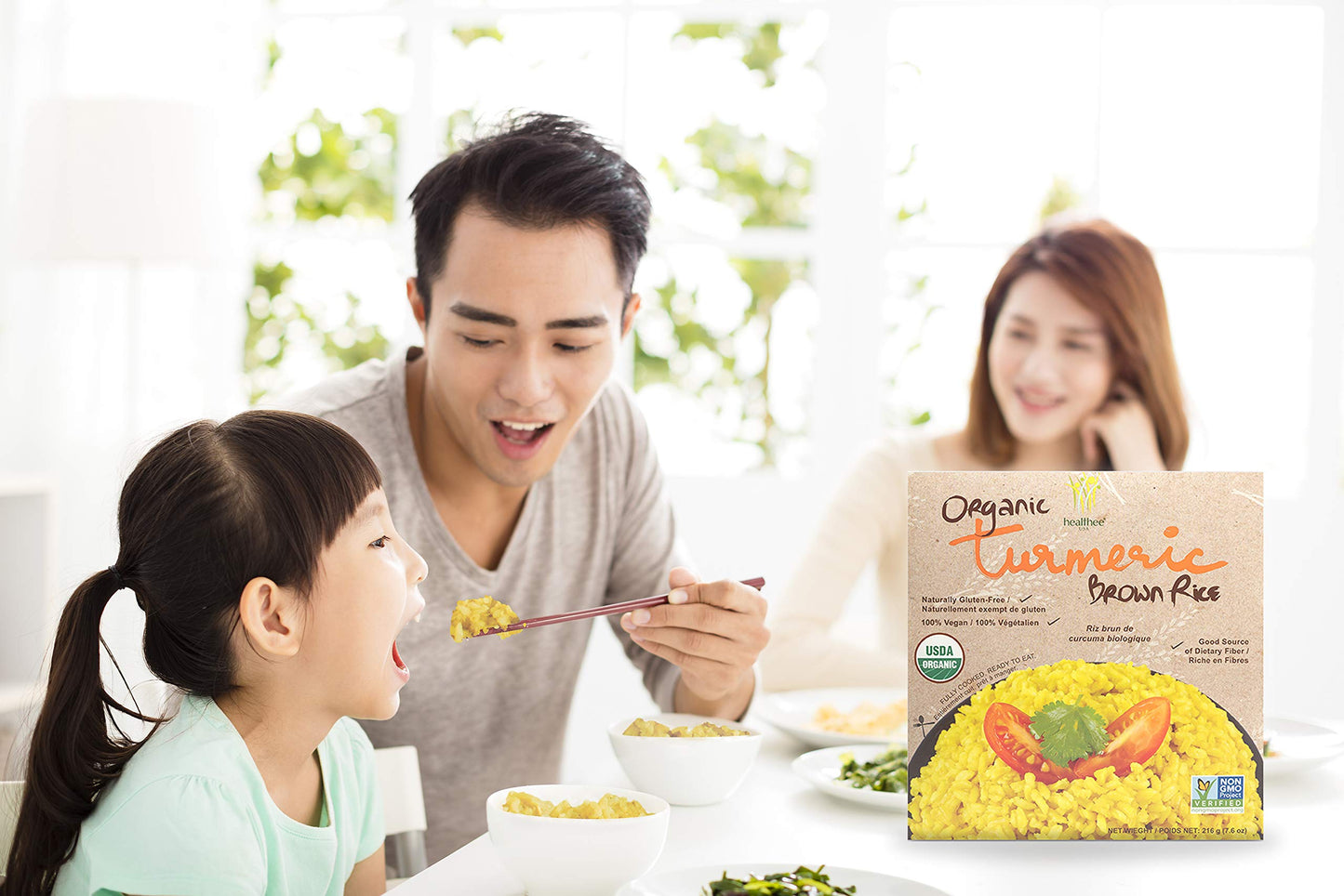 Healthee Organic Brown Rice, Gluten Free, Fully Cooked and Ready-to-Eat, USDA Certified Organic, GMO-Free, Microwaveable (Turmer