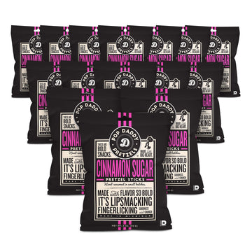Pop Daddy Flavored Pretzels Sticks, Cinnamon Sugar Flavor, 3oz Healthy Gourmet Pretzels Snacks, 15 Pack