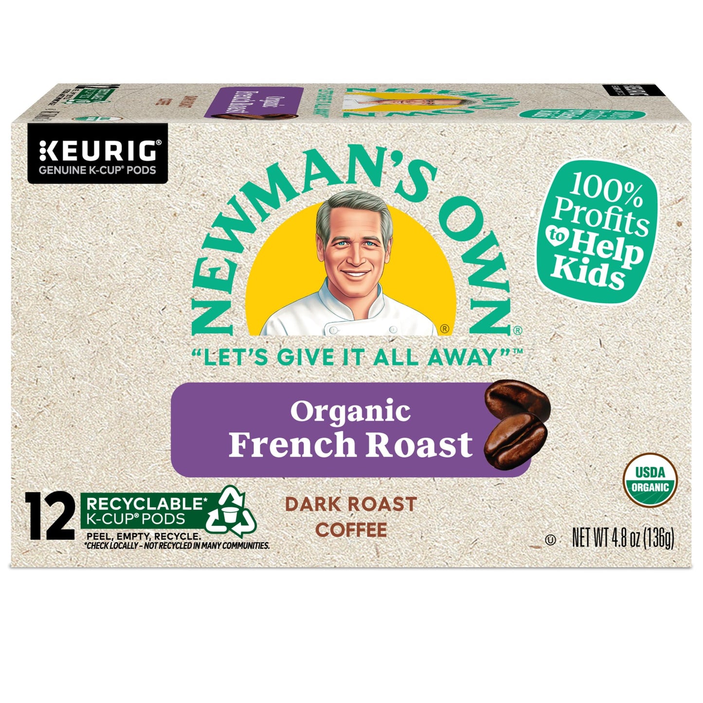 Newman'S Own Organics French Roast Coffee K-Cup, 12 Ct