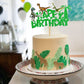 Gyufise 1Pcs Dinosaur Happy Birthday Cake Topper Glitter Dinosaur Cake Pick For Dino Theme Baby Shower Kids Boys Girls Birthday