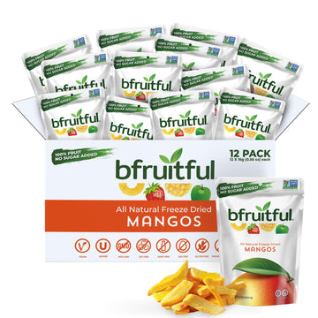 Bfruitful Freeze-Dried Mango, Freeze Dried Fresh Fruit Bites, Gluten Free, Vegan, Dairy Free, Kosher, No Sugar Added, Non Gmo, H
