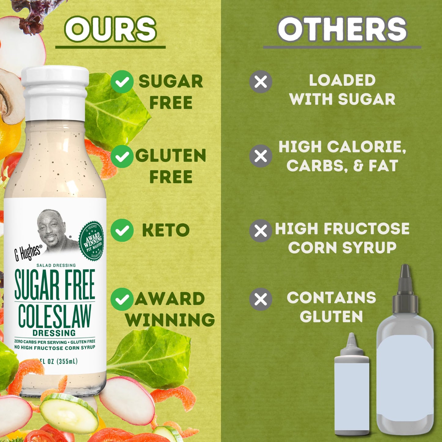 G Hughes Sugar Free Coleslaw Dressing - Sugar Free Cole Slaw Dressings, Gluten Free Salad Dressings, Keto Salad Dressings, 0 Car