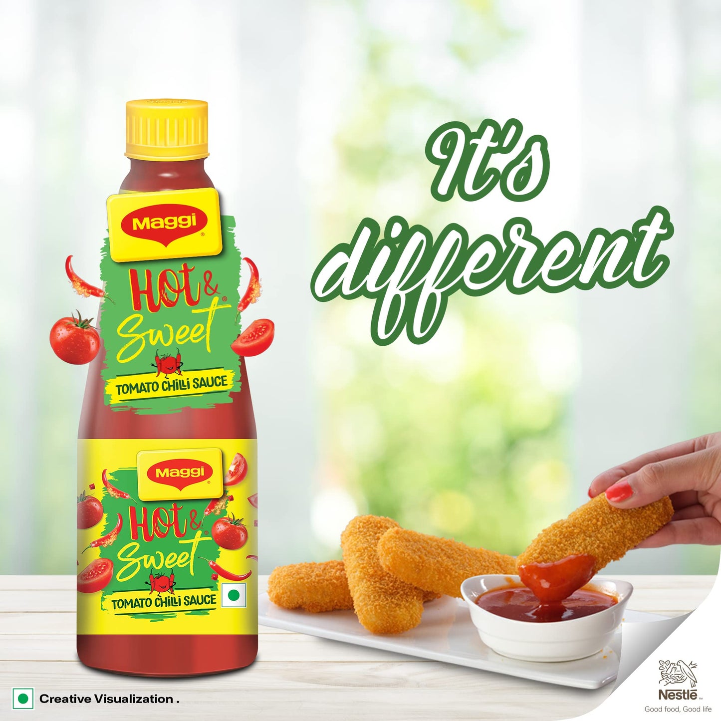 Maggi Hot & Sweet Tomato Chilli Sauce, Perfect Blend Of Tomatoes & Chillies, 200 Gram Bottle