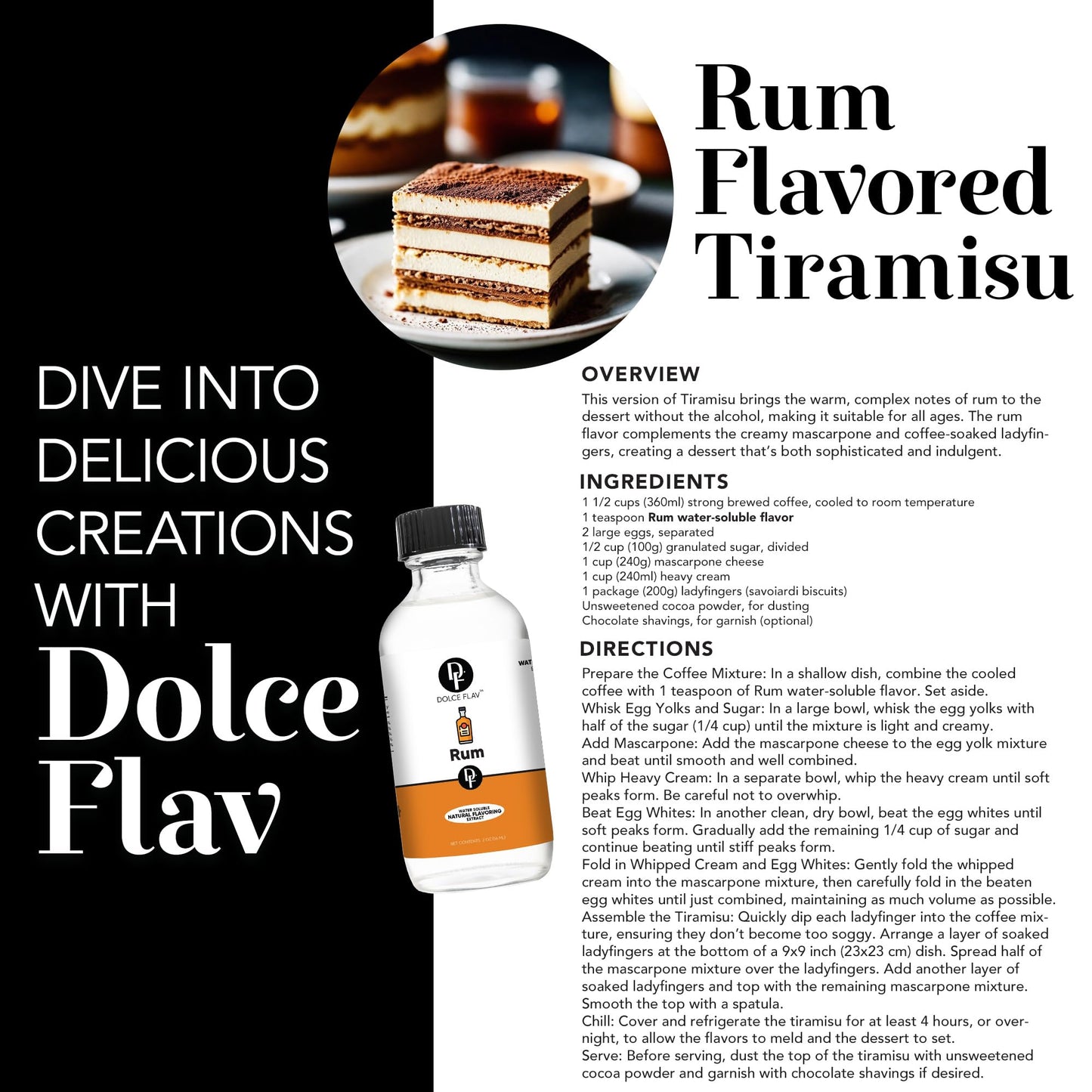 Dolce Flav Natural spirit-inspired flavor Extract – Water-Soluble, Sugar-Free Flavoring for Baking & Desserts – 2 Oz.