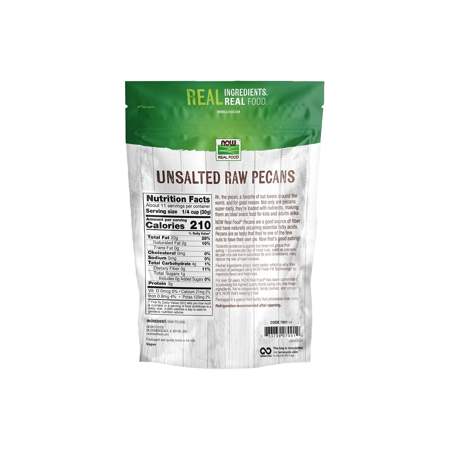 NOW Foods, Pecans, Raw and Unsalted, Halves and Pieces, Natural Source of Essential Fatty Acids, Grown in the USA, 12-Ounce (Pac