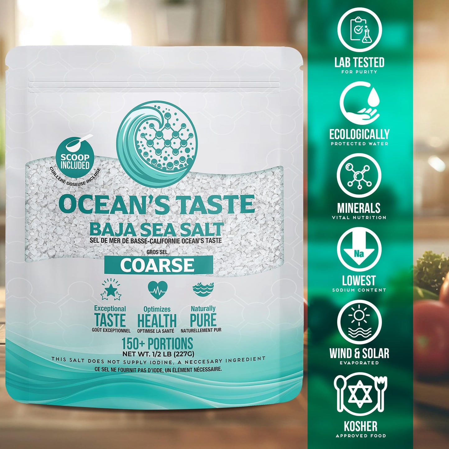 0.5LB Oceans Taste Baja Gold Sea Salt, Coarse Natural Grain, 4X More Minerals than Celtic Salt, 30% Less Sodium, Mineral Salt I