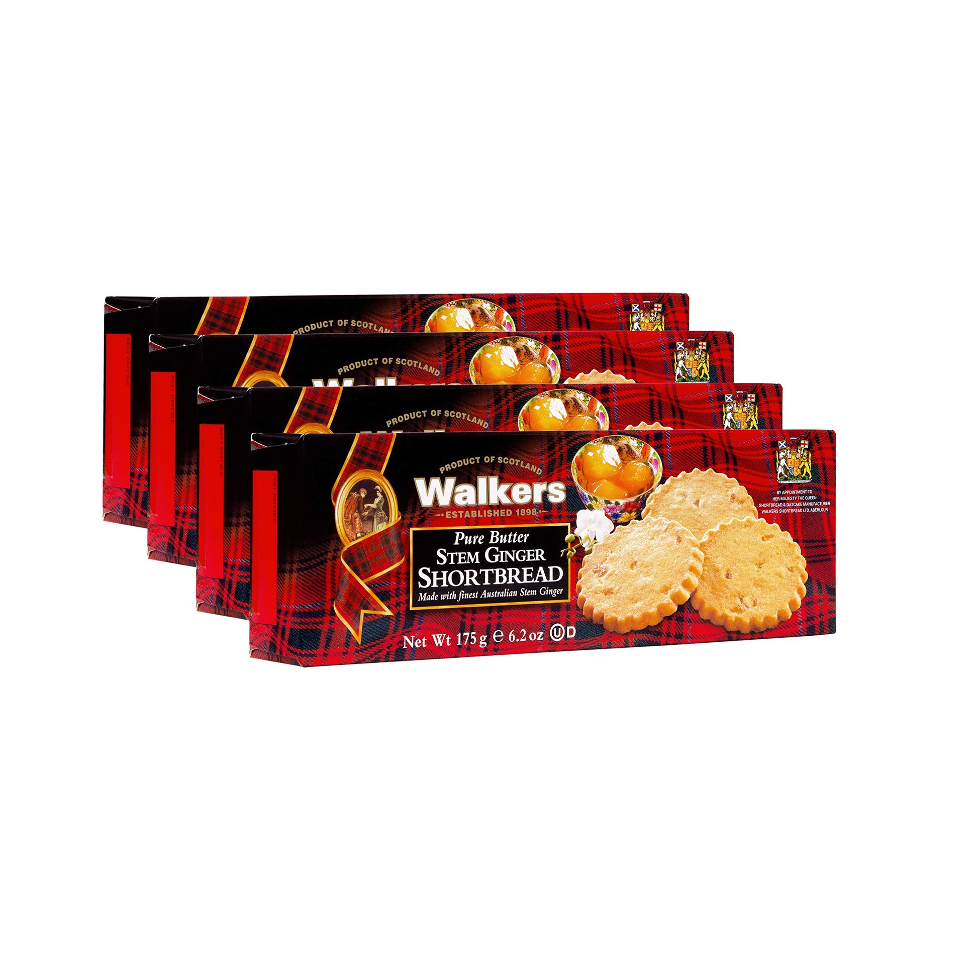 Walkers Shortbread Stem Ginger Cookies, Pure Butter Shortbread Cookies, 62 Oz Box (Pack Of 4)