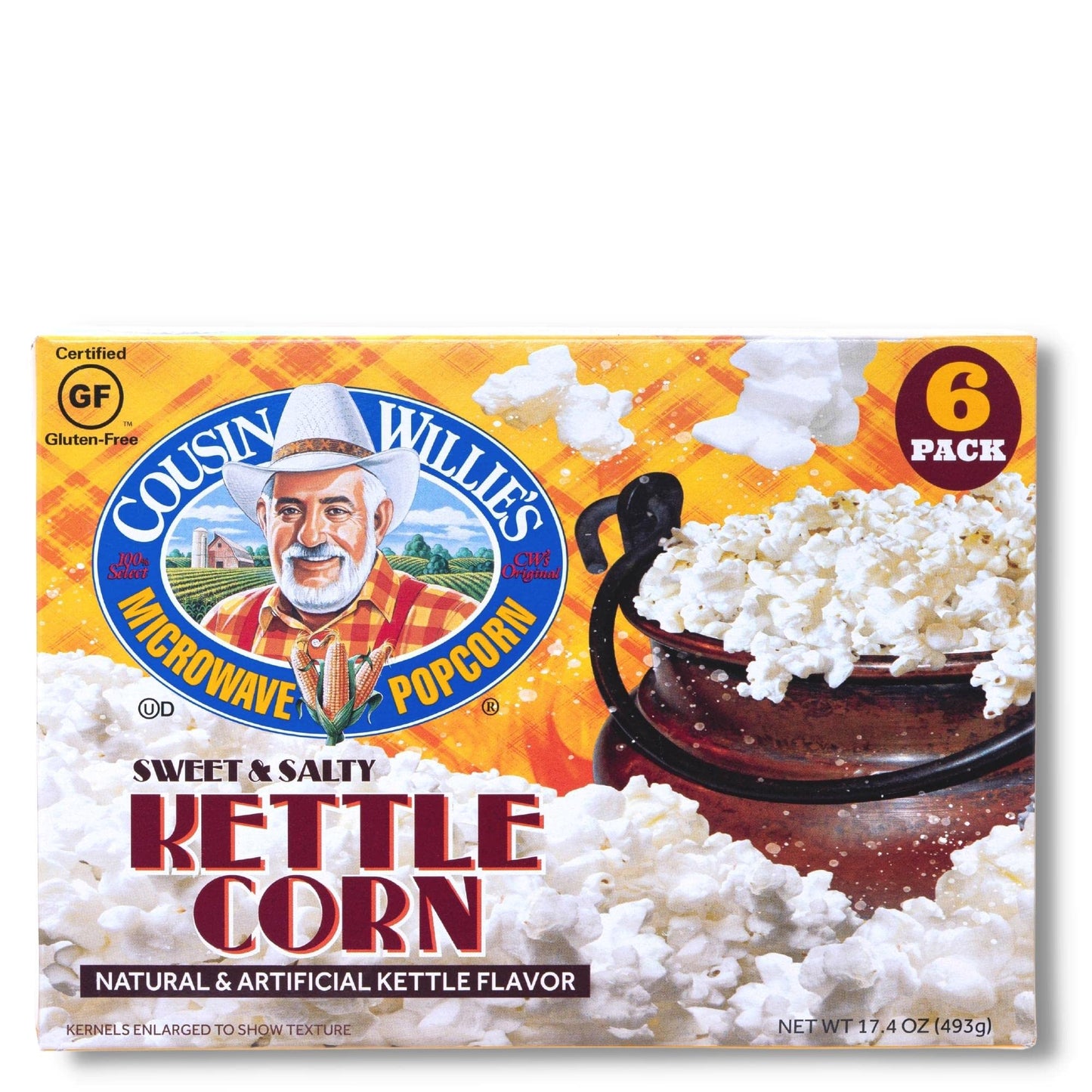 Cousin Willie s Microwave Popcorn Bags, Kettle Corn (8 Boxes, 48 Bags), Gourmet Popcorn Boxes for Party, Whole Grain Popcorn, G